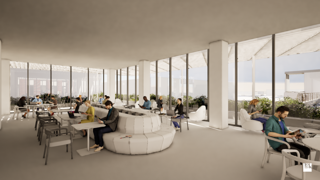 A rendering of the College of Medicine Interdisciplinary Building's interdisciplinary lounge.