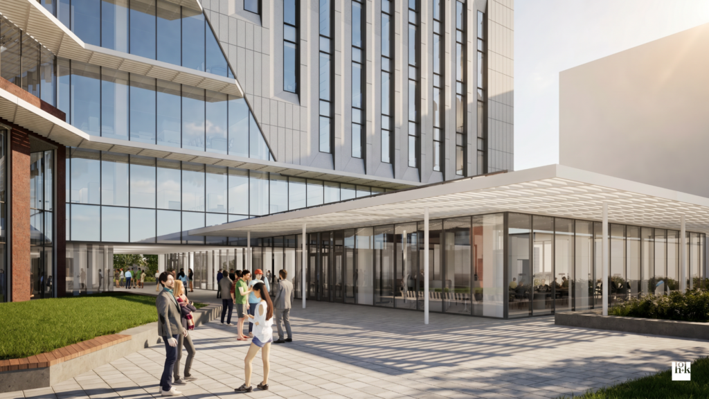 A rendering of the College of Medicine Interdisciplinary Building's roof terrace.